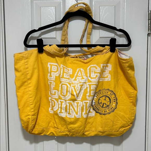 PINK Victoria's Secret Yellow Canvas Tote - Picture 3 of 5